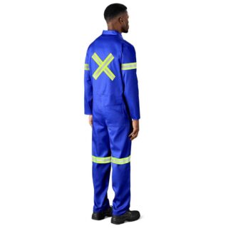 Safety Polycotton Boiler Suit - Reflective Arms Legs & Back - Yellow Tape ALT-11083