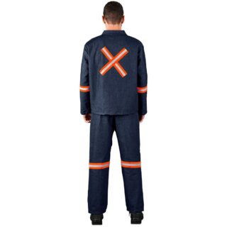 Vintage 100% Cotton Denim Conti Suit - Reflective Arms, Legs & Back - Orange Tape ALT-11044